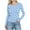 Fall Clothes Sky Blue, variant on Womens Ribbed Fall Clothes, Long Sleeve Shirts for Women Fashion Slimming Fit Polka Dots Printed Crewneck T-Shirts Basic Tops