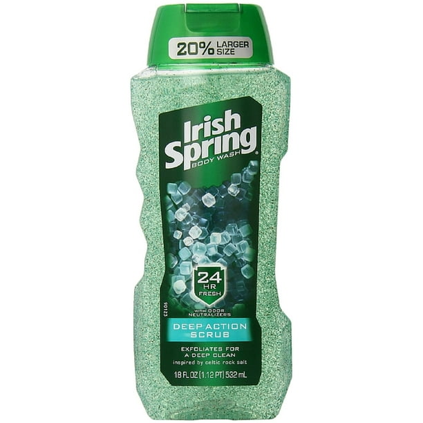 Irish Spring Body Wash, Deep Action Scrub 18 oz (Pack of 3) Walmart