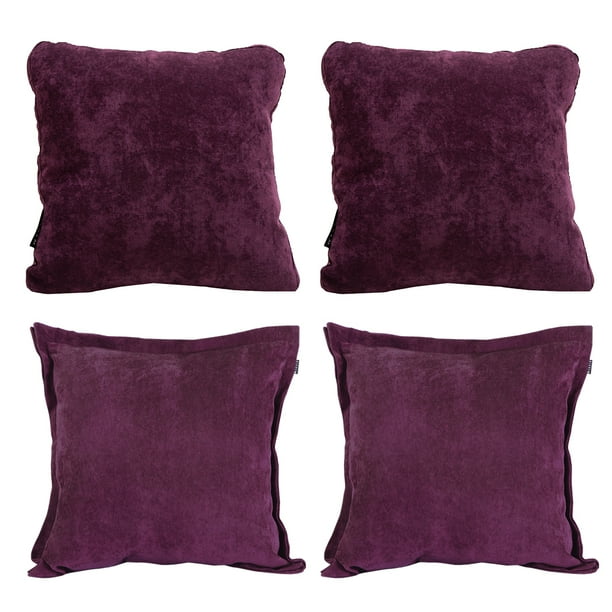 Set de 4 Cojines Decorativos (2 Cuadrados + 2 Cuadrados Grandes) Velvet Morado