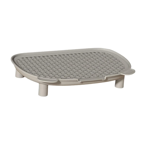Esterilla para arena de gatos de doble capa con pedal para interiores, fácil de limpiar. gris