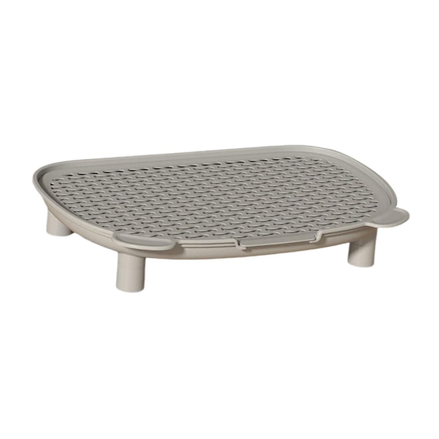 Bandeja recogedora de para gatos, versátil, de doble capa, desmontable, fácil de limpiar, con rampa elevada, mantiene el orden para gatos de gris