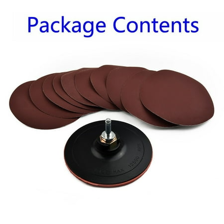 

10pcs Mixed Grit Sandpapers 125mm Sanding Discs With Backing Pad & Drill Adapter