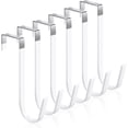 thumbnail image 2 of 6 Pack Over The Door Hooks, Sturdy Metal Single Over Door Hooks, White Door Hanger Hook Door Hooks for Hanging, Towels, Clothes, Bathroom, Hold Up to 20Lbs, 2 of 7