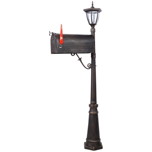 Heavy Duty Cast Aluminum Mailbox & Post Combo, Modern Decorative Design, Large Outdoor Mailbox