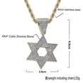 thumbnail image 2 of Collar con colgante de estrella de David Yashi hexagonal circonita cúbica micropavé hip hop personalizado para hombre, 2 of 5