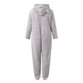 thumbnail image 4 of Fanxing Women's Onesies Pajamas Sherpa Fleece One Piece Romper Zipper Cute Hooded Jumpsuit Plus Size Pajama Loungewear Gray M, 4 of 5