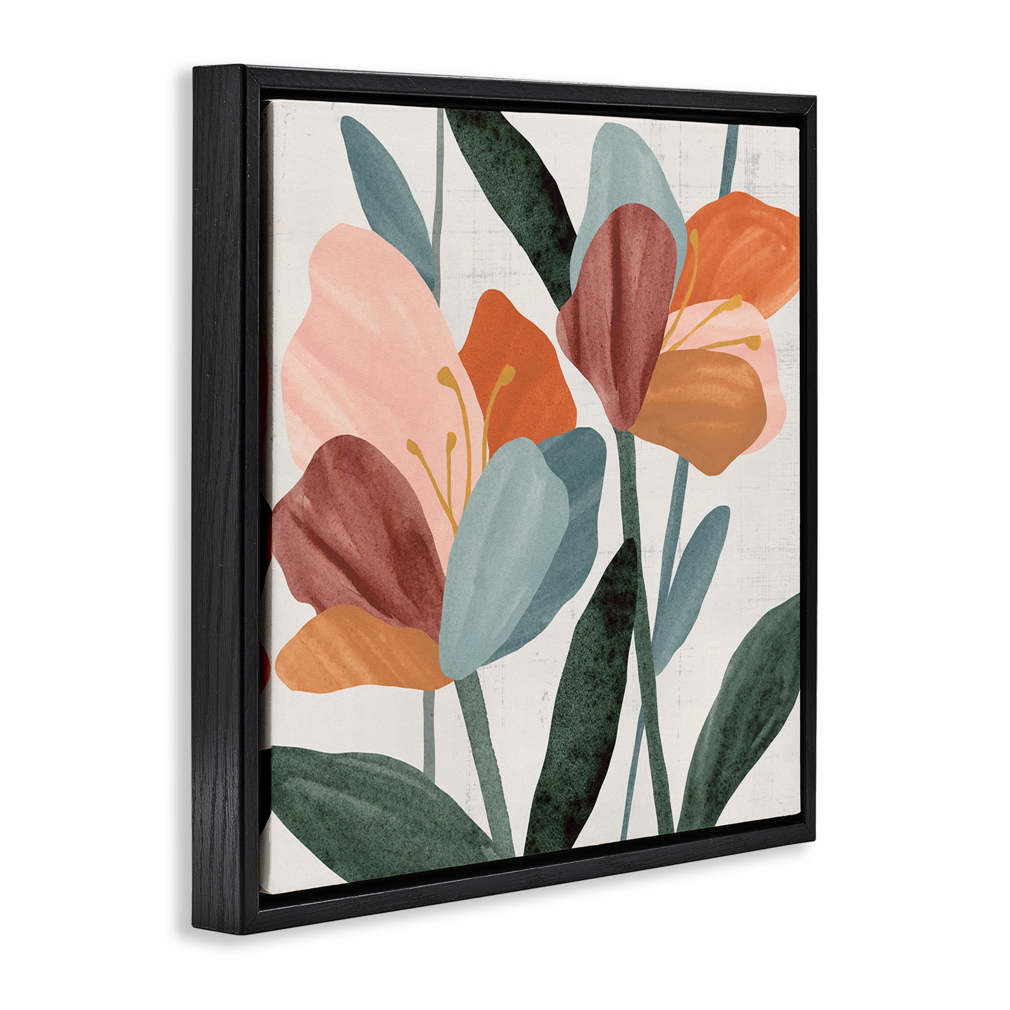 Stupell Industries Abstract Azalea Flower Petals Botanical & Floral Painting Black Floater Framed Canvas Art Print Wall Art, 25 x 25