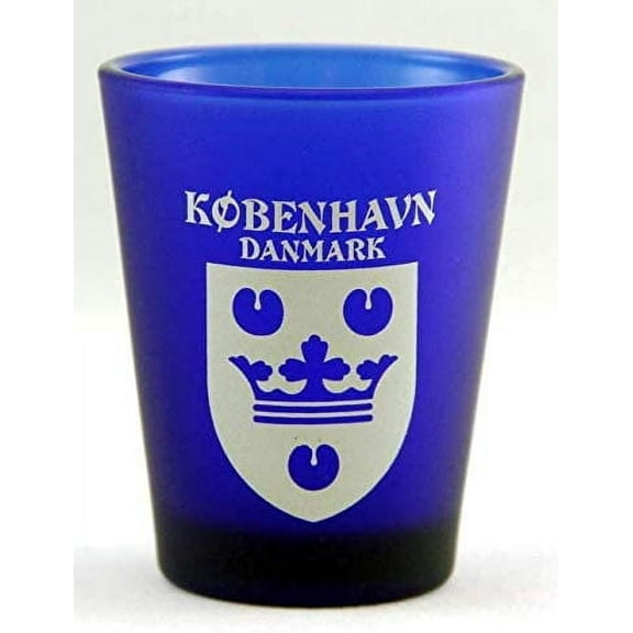 Copenhagen Denmark Cobalt Blue Frosted shot glass