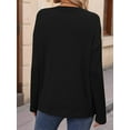 thumbnail image 6 of Womens Henley Long Sleeve Fall V Neck Fashion Dreesy Casual Tunic Sweaters Clothes Trendy Work Outfits Black XXL, 6 of 7