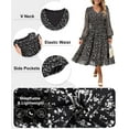 thumbnail image 5 of CASSIE LIZ Plus Size Dresses 3X Casual Black Floral Fall Sundresses for Women Fashion Midi Elastic Waist Dresses Long Sleeve Elegant V Neck Loose Fit Winter Dress With Pocket 3XL 22W 24W, 5 of 6
