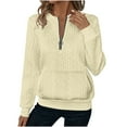 thumbnail image 1 of Mceream Chandails Matelassés pour Femmes à Fermeture Éclair, Col Rond, Manches Longues, Texturés, Unis, Chandails à Enfiler avec Poches, Décontractés, Amples, Mode, Automne Hiver, Tuniques, Grande Taille, Sudadera Para Mujer Beige m, 1 of 7