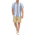 thumbnail image 2 of Lars Amadeus Men's Button Down Point Collar Short Sleeve Vertical Striped Shirt, 2 of 6