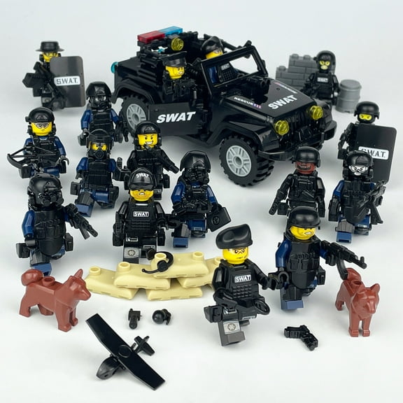 SWAT Team Special Forces 16 Custom Minifigures   Jeep - E2