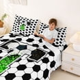 thumbnail image 3 of Erosebridal Personalized Initial T Soccer Print Queen Sheet Sets 4 Pieces for Boys Girls,Teens Green Glitter Print Bed Set,Ultra Soft Home Decor, 3 of 5
