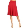 thumbnail image 3 of Women's Casual Stretch Basic Foldable High Waist Relaxed Fit A-Line Solid Midi Skirts, 3 of 4