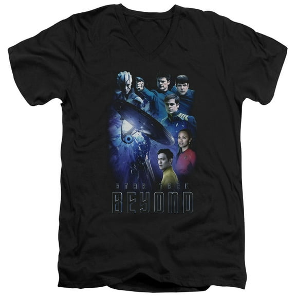 Star Trek Beyond Beyond Cast Adult V-Neck 30/1 T-Shirt Black
