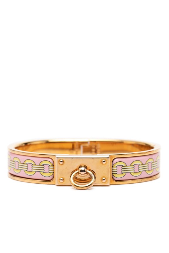 Pre-Owned Hermes Clic Anneau Bracelet, Gold, Pink, Yellow Plated, Women's.