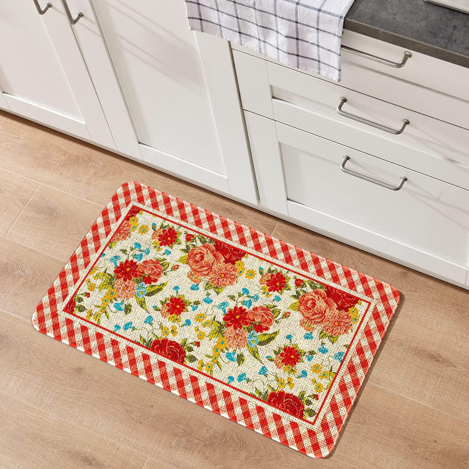 Flower Design Bathroom Rugs, Extra Soft and Absorbent Microfiber Pioneer Flower Woman Bath Mat, Non-Slip, Quick Dry Shaggy Bath Carpet, Suitable for Bathroom Floor, Tub, Shower 17x30 Inch
