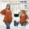 thumbnail image 6 of Bukemao Women's Square Neck Peplum Blouse - Plus Size Casual Flowing Summer Top with Short Sleeves, 6 of 6
