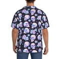 thumbnail image 3 of Yiaed crystal flower Skull Print Mens Casual Wrinkle Free Shirts Short Sleeve Button Down Summer Stretch Dress Shirt-Small, 3 of 5