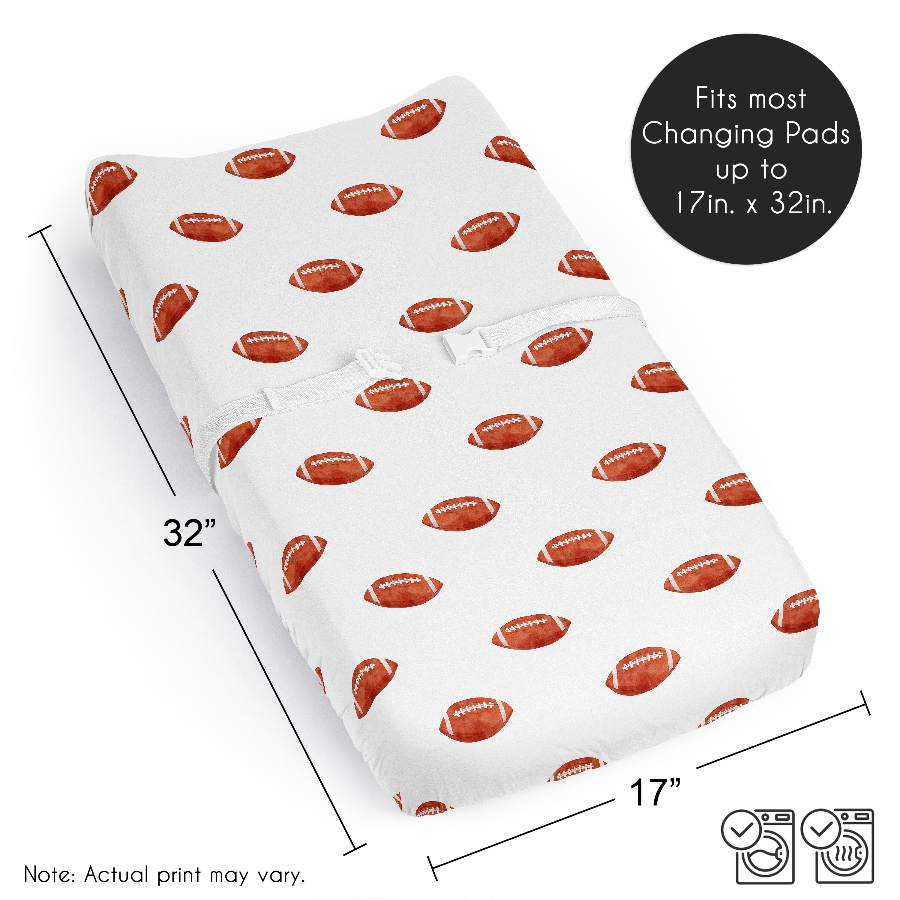 Sweet Jojo Designs Football Brown and White Changing Pad Cover Sheet