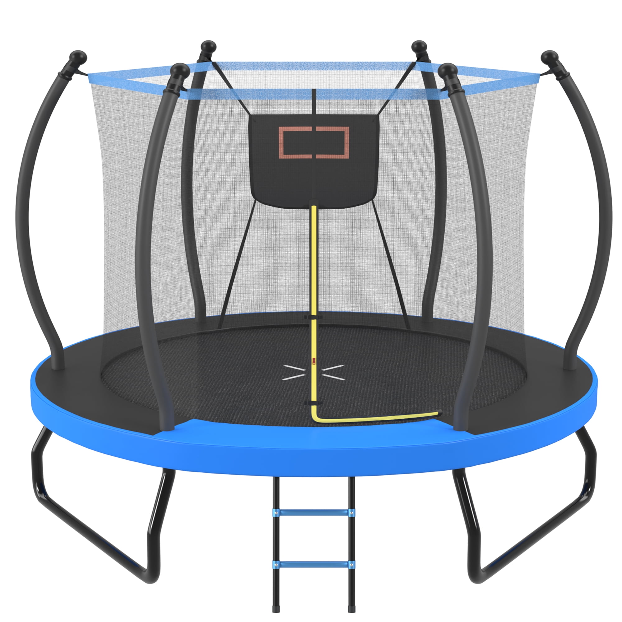 Seizeen 10FT Kids Trampoline with Enclosure, Outdoor Trampolines w/Basketball Hoop, High Steel Support, Lawn Garden Yard Trampolines w/Ladder