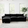 thumbnail image 2 of Comfortable Velvet Sectional With Portable - 18.5"h Height Stylish Black Reversible Cushions Not Included, 2 of 6