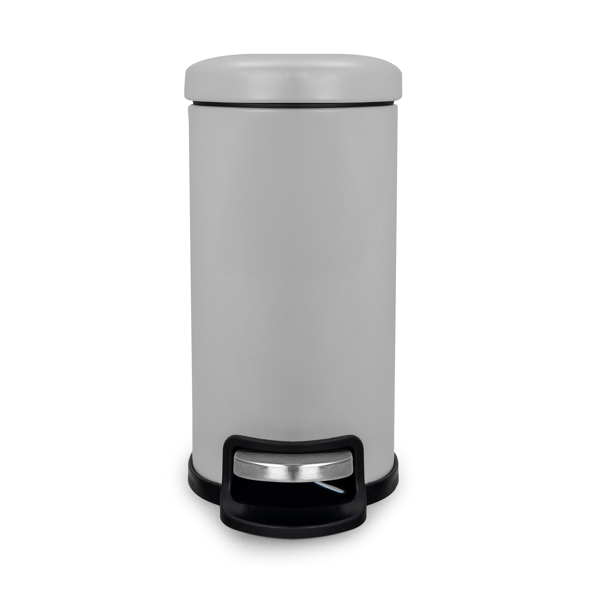 Acento Linea Slim Rectangular Step Trash Can, 1.3 Gallon Bathroom Waste Bin with Soft-Close Lid and Removable Inner Bucket, Matte Gray