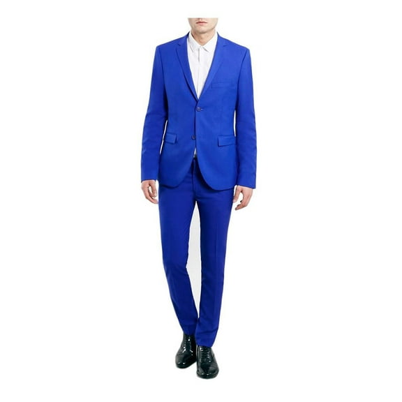 $38 Bar III Slim Fit Suit Solid Cotton Two Button New Mens Set White Size 2X