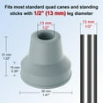 thumbnail image 5 of SupreGear 1/2 in Quad Cane Tip, Non-Slip Replacement Rubber Foot, 4-pack, Gray, 5 of 7