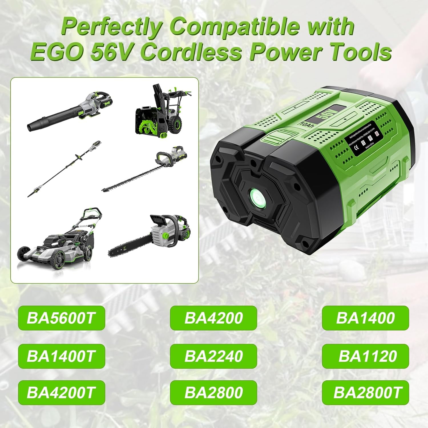 10000mAh 56 Volt High Capacity Replacement for EGO Battery 56v 10ah BA5600T BA1400T BA4200T BA2240 BA2800 BA1120 BA2800T BA3360T BA6720T