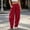 Red, variant on Sevevn Women’s Pre-Shrunk Linen-Look Loose Fit Harem Pants Elastic Waist Casual Ankle Trousers with Side Pockets