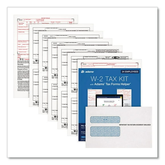 TOPS 6-Part W-2 Tax Form Kit with Security Envelopes and Tax Forms Helper, 2024, 8.5 x 5.5, 2 Forms/Sheet, 24 Forms Total