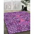 thumbnail image 3 of Ahgly Company Machine Washable Indoor Square Transitional Dark Magenta Purple Area Rugs, 5' Square, 3 of 7