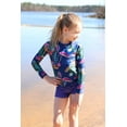 thumbnail image 3 of Millie Loves Lily Girls Navy Water-Turtle Long-Sleeve Rashguard Swimsuit Set UPF 50, Big Girls, Siz, 3 of 6