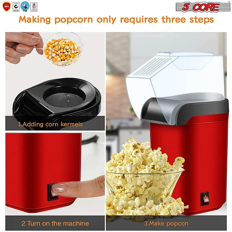 Household Electric Hot Popcorn Machine, 1200 W Popcorn Popper, Electric  Popcorn Maker With Measuring Cup And Removable Lid, No Oil Needed Great For  Kids