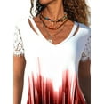 thumbnail image 3 of Gvmfive Women Short Sleeve Lace Tunic Tops Gradient Print T-shirt Blouse Plus Size, 3 of 5