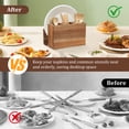 thumbnail image 4 of FUYGRCJ Silverware Caddy, Wooden Utensil Holder with Napkin Holder, 3 Compartment Cutlery Organizer with Upright Napkin Storage Dispenser, Countertop Paper Plate Organizer for Plate, Cup, Fork, Spoon, 4 of 11