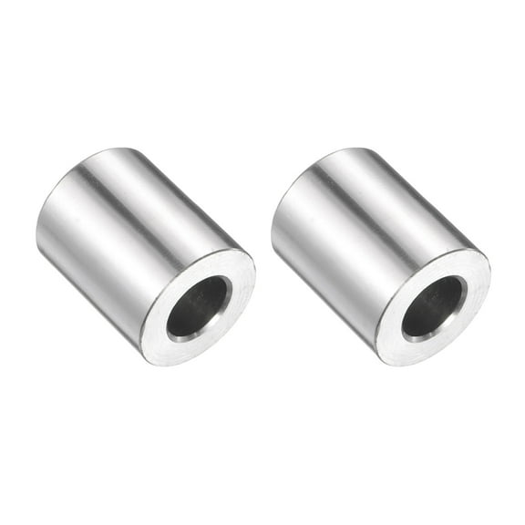 2 Pack Stainless Steel Spacer 3/8" Bore x 3/4" OD x 1" Length Screw Bushing Plain Finish Round Metal Spacer for M10 Screws Bolts and Rods