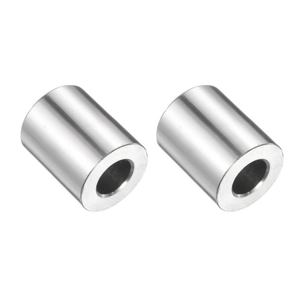 Paquete de 2 espaciadores de acero inoxidable con orificio de 3/8" x diámetro exterior de 3/4" x longitud de 1" acabado liso espaciador redondo de metal para tornillos, pernos y varillas M10