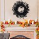 thumbnail image 5 of Decoraciones de plantas verdes de imitación para puerta colgante de Halloween Acción de Gracias, flores de plástico, color negro, 5 of 6