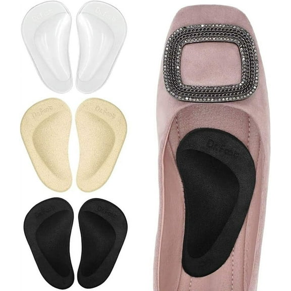 Arch Support Shoe Insoles for Flat Feet, Gel Arch Inserts for Plantar Fasciitis, Adhesive Arch Pad for Relieve Pressure and Feet Pain- 3 Pairs (Clear)