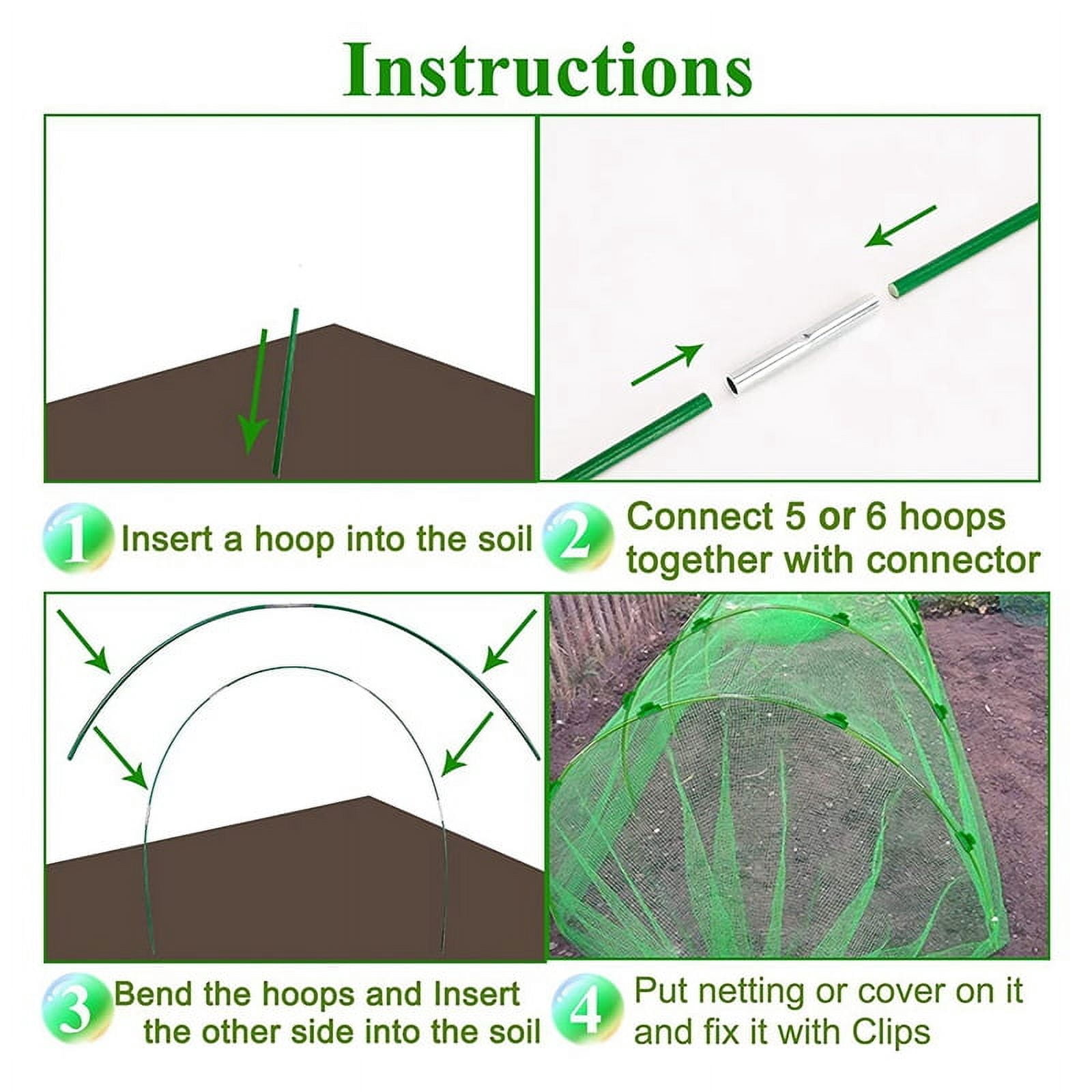 Garden Hoops for Raised Bed, 6 Sets of 8FT Long Greenhouse Hoops Grow Tunnel, Rust-Free Fiberglass Support Hoops Frame