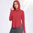 thumbnail image 6 of HappyYEE Women's Sun Hooded Shirts Pullover Long Sleeve Rash Guard Thumb Sleeve Loose Summer Upf 50+ Sun Protection Tops Red-a M, 6 of 9