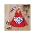 thumbnail image 2 of Kiapeise Baby Girls 4th of July Romper Onesie Independence Day Jumpsuit Star Print Sequins Mesh Skirt Halter Bodysuit  + Headwear, 2 of 9