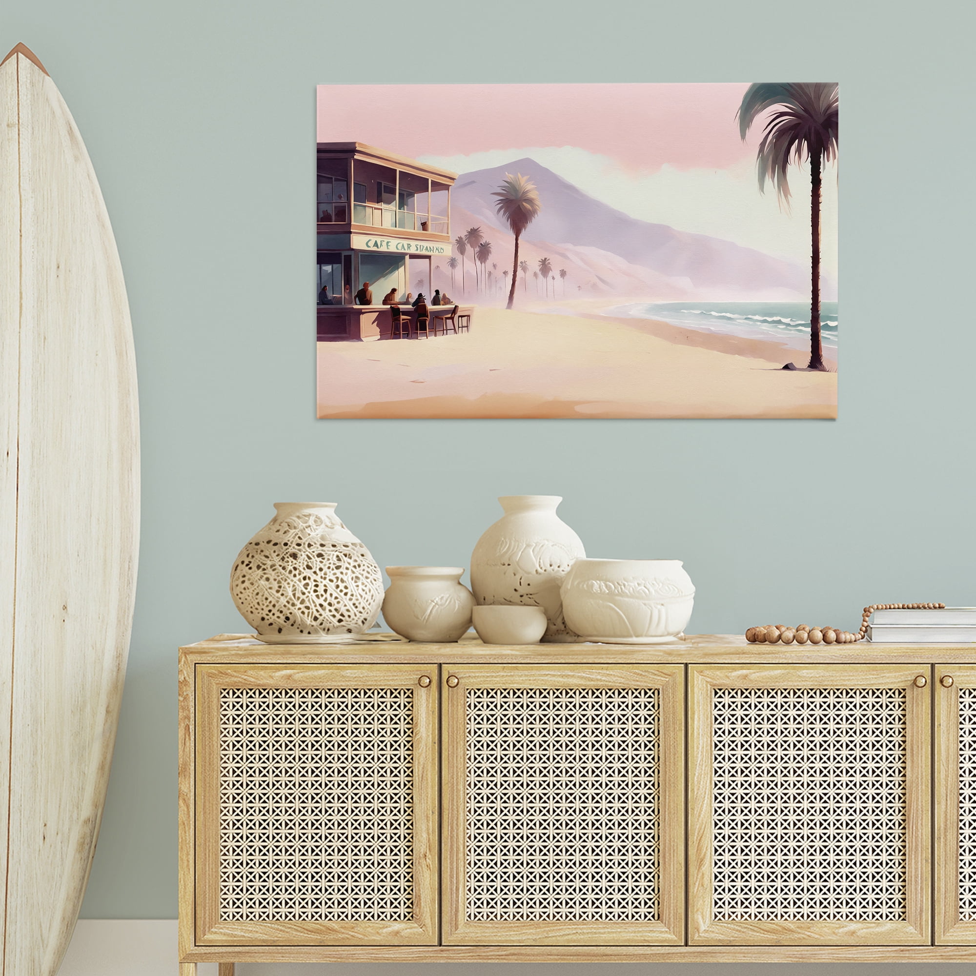 Stupell Industries Café at Head Of Bay Nautical & Beach Painting Wrapped Canvas Art Print Wall Art, 45 x 30