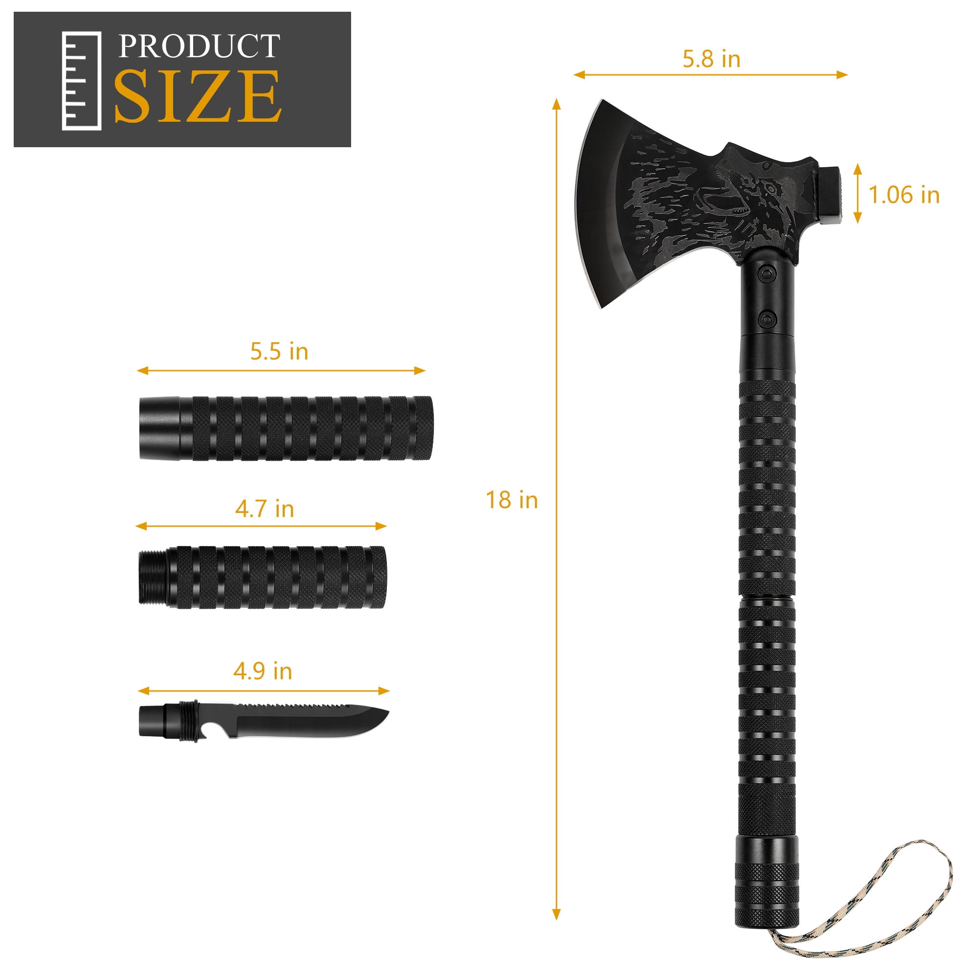 Tactical Folding Survival Axe & Hammer – Multi-Tool for Camping, Hiking & Emergencies, Portable Outdoor Hatchet with Sheath (Axe/Hammer Combo)