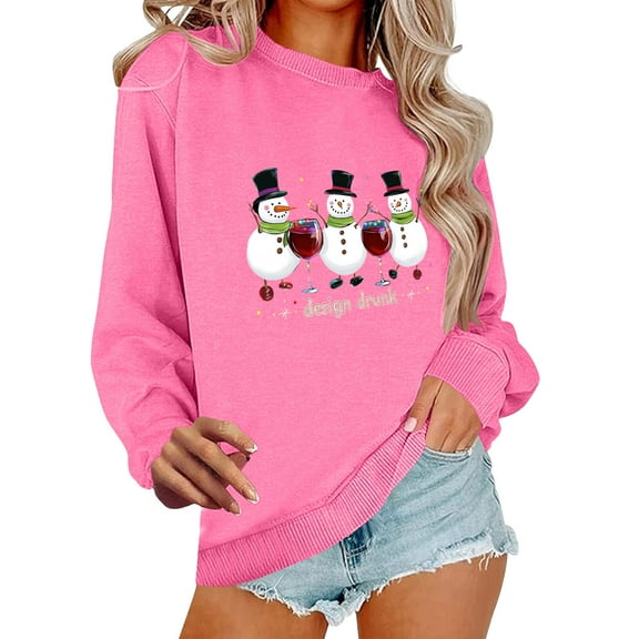 My Items Talove Long Sleeve Shirts for Women Graphic Printed Sweatshirt Fall Fashion Must Haves Round Neck Cute Tunic Tops Womens Tops Dressy Casual Christmas Shirts