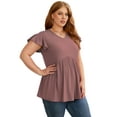 thumbnail image 4 of Cueply Plus Size Summer Tops for Women Short Sleeve V Neck Casual Blouse Shirts Tunic Tops, 4 of 5