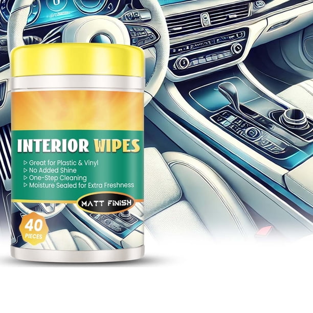 Lingettes nettoyantes pour voiture – Lingettes nettoyantes sans lavage pour intérieur de voiture, lingettes refermables multi-usages pour nettoyer l'intérieur de la voiture, la poussière et la saleté Lingettes nettoyantes pour voiture – Lingettes nettoyantes sans lavage pour intérieur de voiture, lingettes refermables multi-usages pour nettoyer l'intérieur de la voiture, la poussière et la saleté